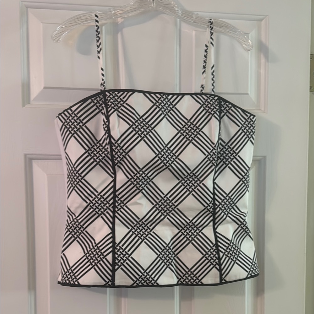White House/Black Market Stylish Black and White Bustier Top